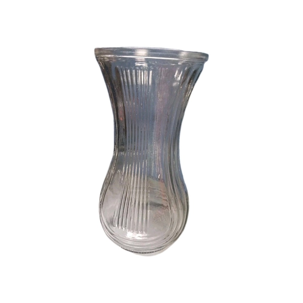 Vintage Large Hoosier Clear Fluted Glass Vase #4086-B on Bottom, 8-1/2" Tall - Picture 3 of 11